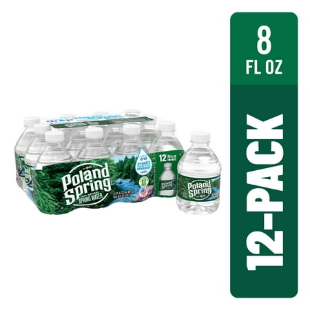 POLAND SPRING Brand 100% Natural Spring Water  8-ounce mini plastic bottles (Pack of 12)