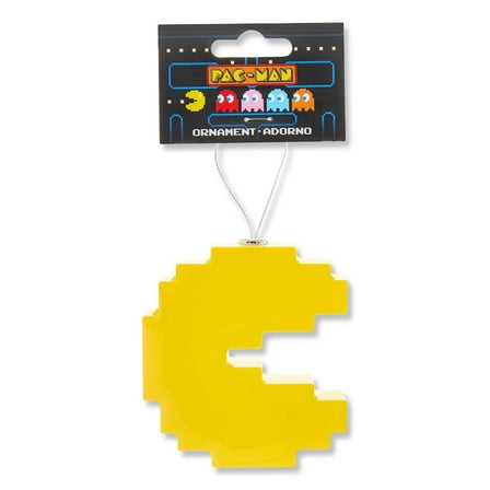 Pixil Pac-Man Collectible Decoupage Christmas Ornament, Yellow, Plastic, by Ruz