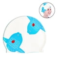 thumbnail image 2 of 1 Pieces Swim Caps Waterproof Comfy Bathing Caps Non-Slip Cartoon Kids Swimming Hat-blue and white, 2 of 5