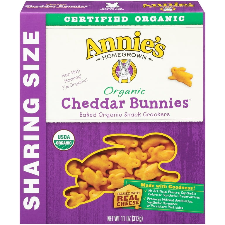 Annie's Homegrown Organic Bunnies Baked Snack Crackers, Cheddar - 11 oz box