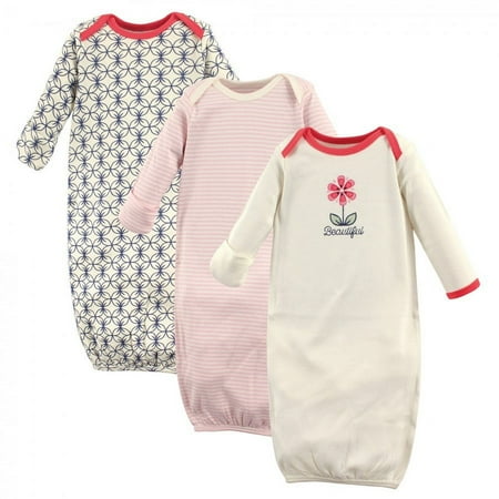 UPC: 0660168686814 | Touched by Nature Baby Girl Organic Cotton Long-Sleeve Gowns 3pk  Flower  0-6 Months