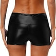 thumbnail image 2 of YONGHS Women's Shiny Metallic Booty Shorts High Rise Hot Pants Bottom for Dance Festival Party Black M, 2 of 6