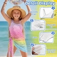 thumbnail image 5 of SEANATIVE 9-10 Years Girls One Piece Swimsuit One-Piece Bathing Suit with Mesh Skirt Cover Up Cut Out Stretchy Swimwear for Kids Children Teens, Rainbow Mermaid Scale Print Pink, 5 of 7