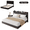 Black, variant on Modern Floating Platform Bed Frame with LED Lights & Charging Station - Upholstered Storage Headboard, No Box Spring Needed - Full Beige