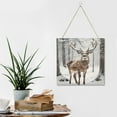 thumbnail image 6 of Winter Decor Deer Wood Hanging Christmas Decorative Sign Hanging Wooden Plaque Decoration Funny Signs Winter Decorative Wall Signs 12x12 inches, 6 of 8