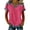 Hot Pink, variant on Womens Tees Casual Short Sleeve T Shirt with Denim Collar Loose Fit V Neck Top Everyday Wear Summer Tops for Women Black L