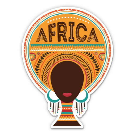 Africa Woman Tribal Design - 5" Vinyl Sticker - For Car Laptop I-Pad - Waterproof Decal