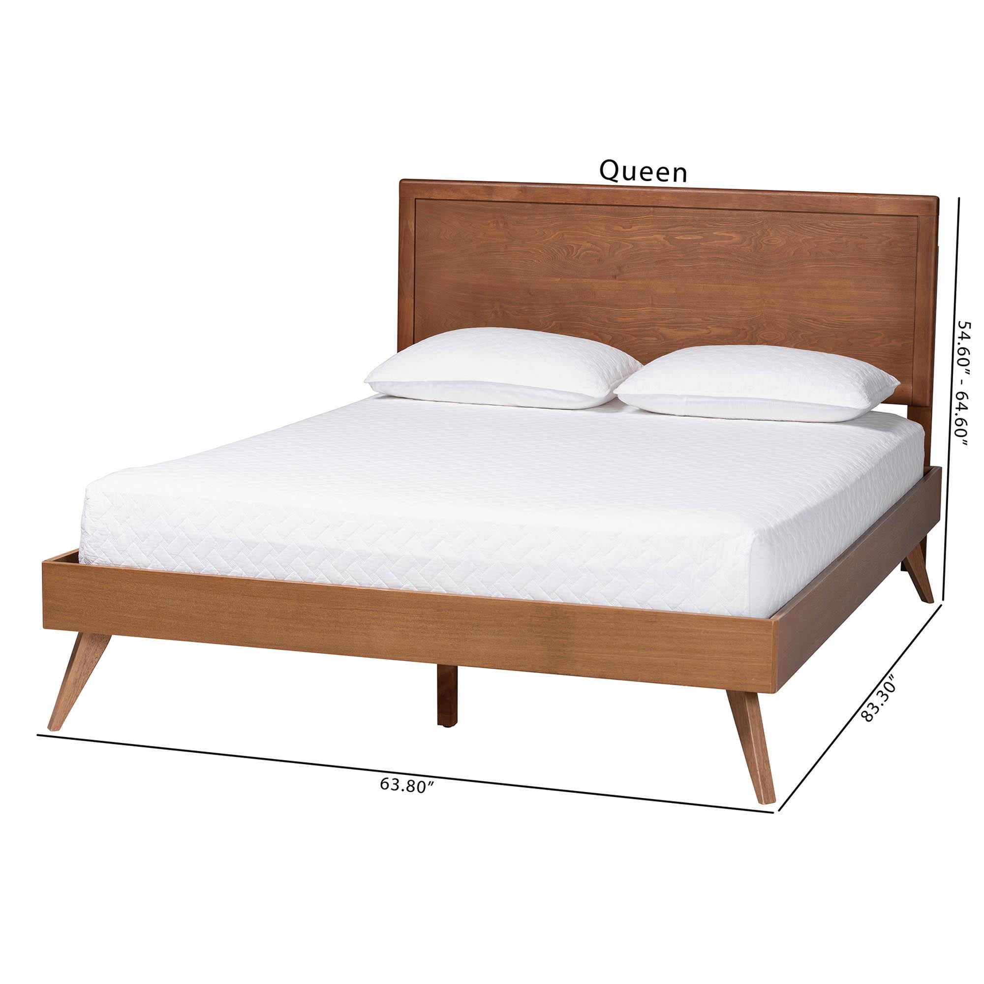 Baxton Studio Jiro Mid-Century Platform Bed, Queen, Ash Walnut