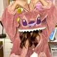 thumbnail image 4 of Disney-Pijama con capucha para mujer, conjunto de ropa de dormir de felpa cálida, con diseño de Ángel de puntada Y2k, de lana de Coral Kawaii, para el hogar, para invierno, 4 of 4