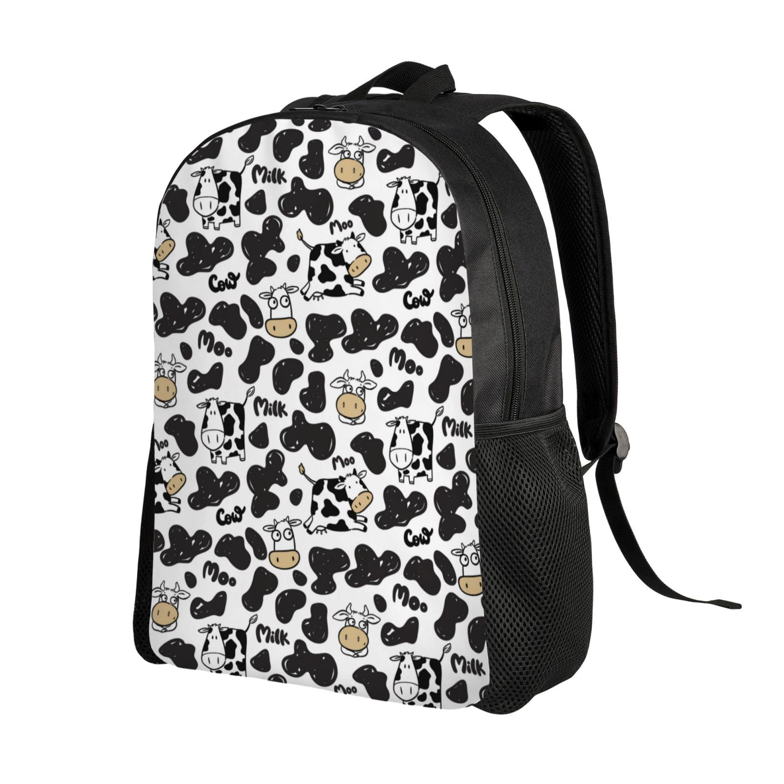 Horeoi Cow Print Waterproof 600D Oxford Laptop Backpack for School Travel Work - Lightweight Durable Bag with Adjustable Straps