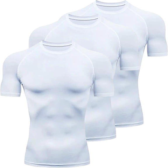 Kalauyu Compression Short Sleeve for Men T Shirts Quick Dry Stretchy Athletic Workout Tops Moisture Wicking Gym Tees