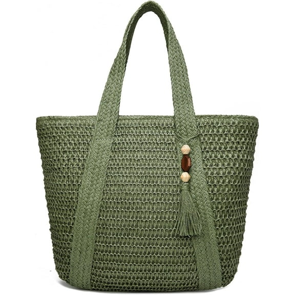Straw Beach Bags for Women Woven Beach Tote Bag Casual Boho Large Shoulder Handbags Purse for Vacation Holiday