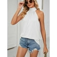 thumbnail image 4 of Gustave Womens Sleeveless Tie Halter Tops Summer High Neck Tank Tops Casual Elegant Vest Shirts Blouses "White, 2XL", 4 of 6
