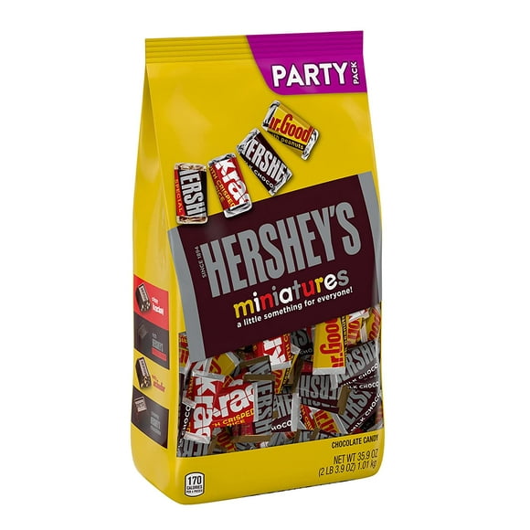 HERSHEY'S Miniatures Assorted Chocolate Candy Bars, Individually Wrapped, 35.9 oz Bulk Party Pack