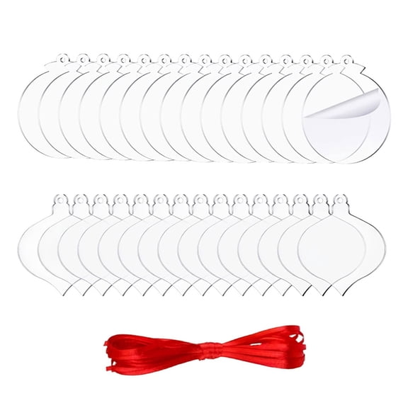 BQBQERT 25 Piece Shatterproof Acrylic Blanks Christmas Tree Decorations Clear Craft Hanging Ornament