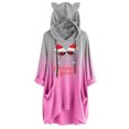 thumbnail image 1 of Pompotops Mode Femme Impression de Noël à Capuche Manches Longues Dégradé Sweat-Shirt Décontracté, 1 of 3