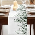 thumbnail image 3 of Green Eucalyptus Table Runner, Weeping Botanical Leaf Watercolor Washable Cotton Linen Table Runners 72 Inches Long, Dresser Scarf Runner for Dining/Coffee/Kitchen/TV Stands/Cabinets 13''x72'', 3 of 9