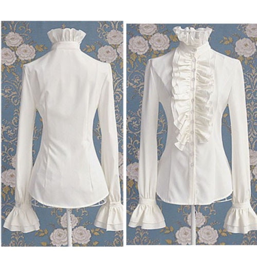 white high neck frill top