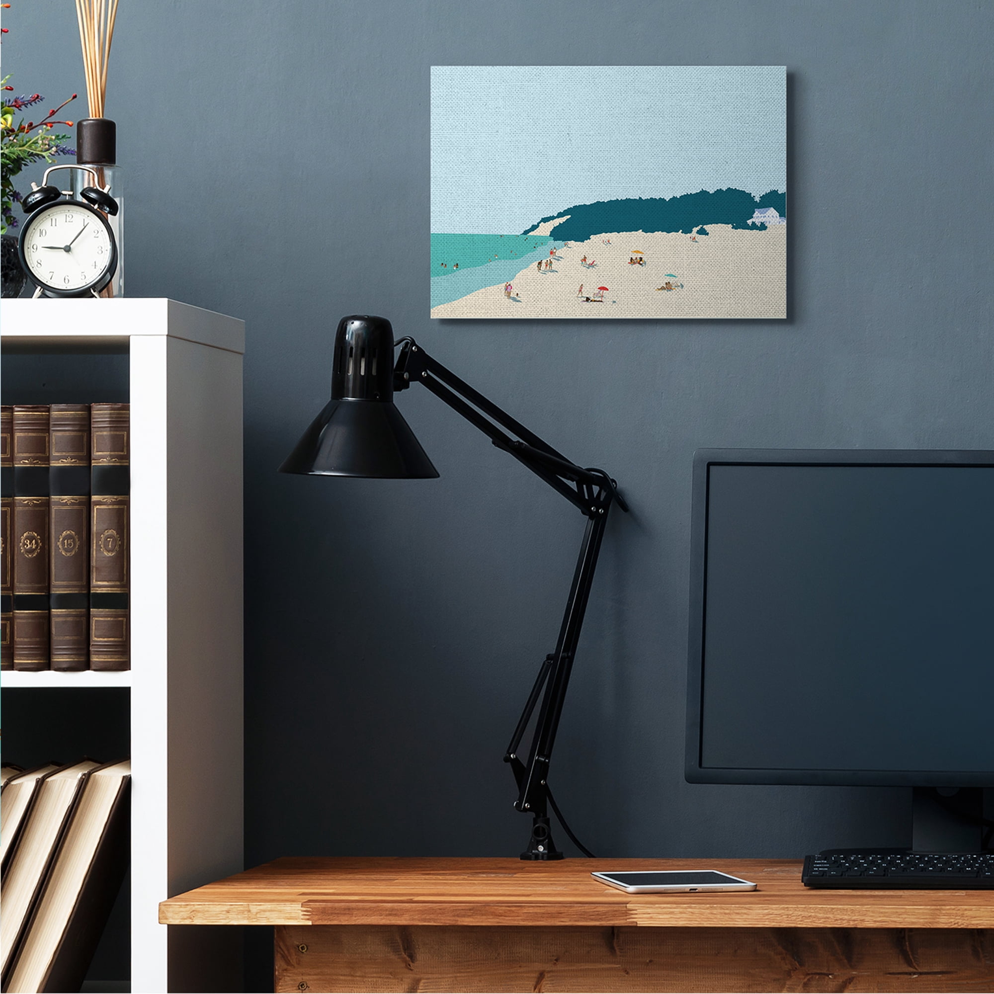 Stupell Industries Coastal Beach Landscape Summer Umbrella Sunbathers Canvas Wall Art, 16 x 20, Design by Victoria Kukla