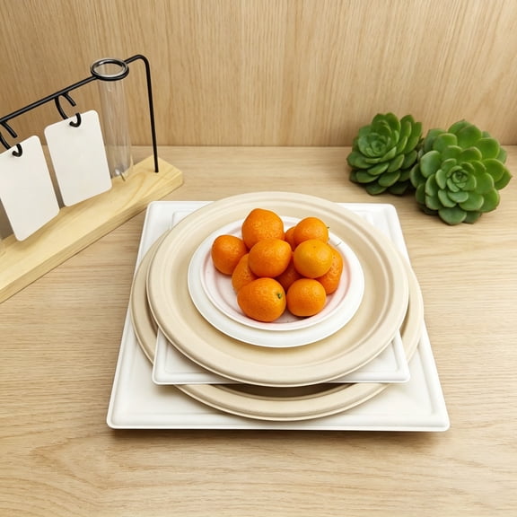 Homelyt Small Paper Plates 6 Inch Disposable Pulp Dessert Cake Plates Heavy Duty Soak Proof for Party Picnic BBQ Environmentally Friendly Biodegradable
