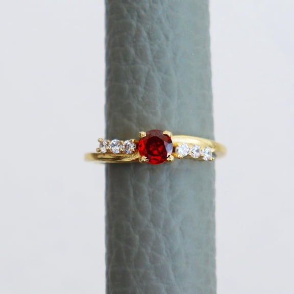 Garnet ring, cushion cut engagement ring, sterling silver, January birthstone, natural garnet