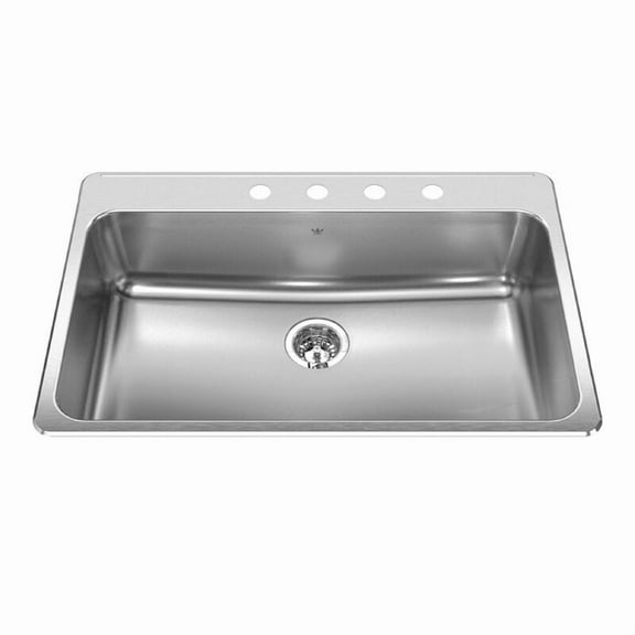 Kindred Steel Queen Stainless Steel 22" X 33-3/8" Top Mount Kitchen Sink, Single Bowl QSLA2233-8-4