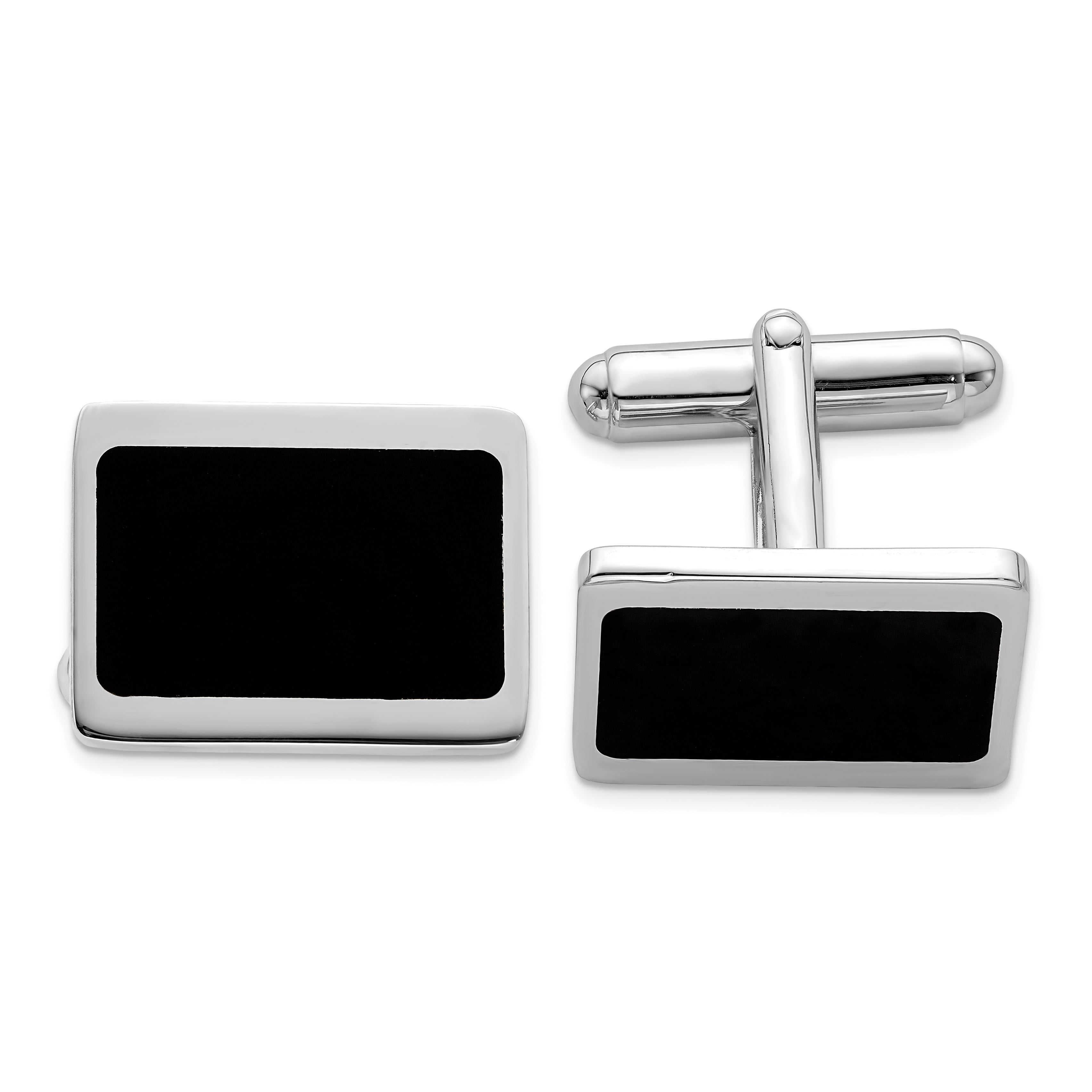 Brilliant Bijou Solid Sterling Silver Rhodium-Plated and Cuff Links