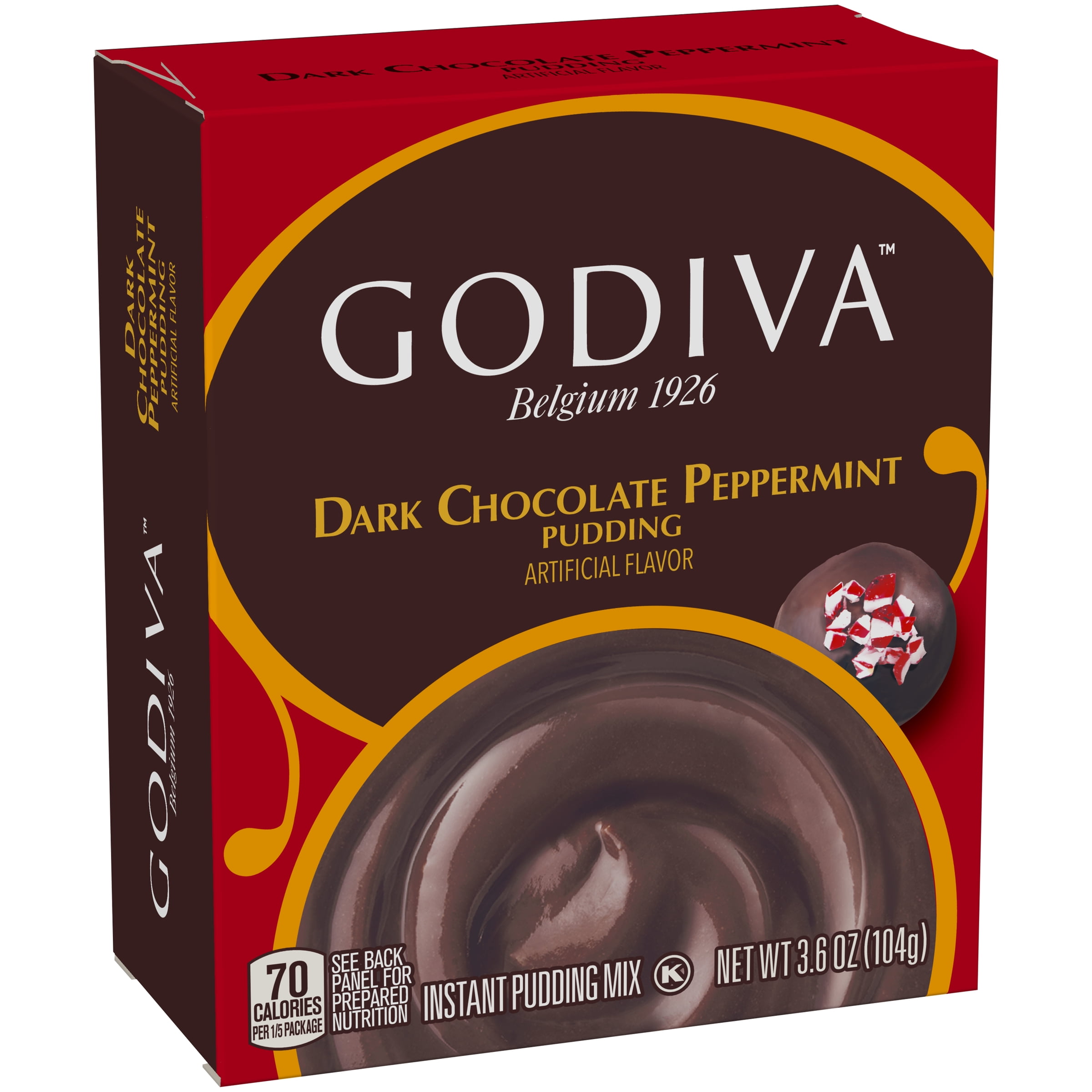 Godiva Dark Chocolate Peppermint Instant Pudding Mix, 3.7 oz Box