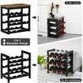 thumbnail image 5 of Wine Rack Freestanding Floor, 6 Tier Bamboo Wine Storage Shelves with Table Top, 24-Botttle Wine Rack Shelf for Kitchen Bar Dining Room Living Room, Rustic Brown and Black, 5 of 14