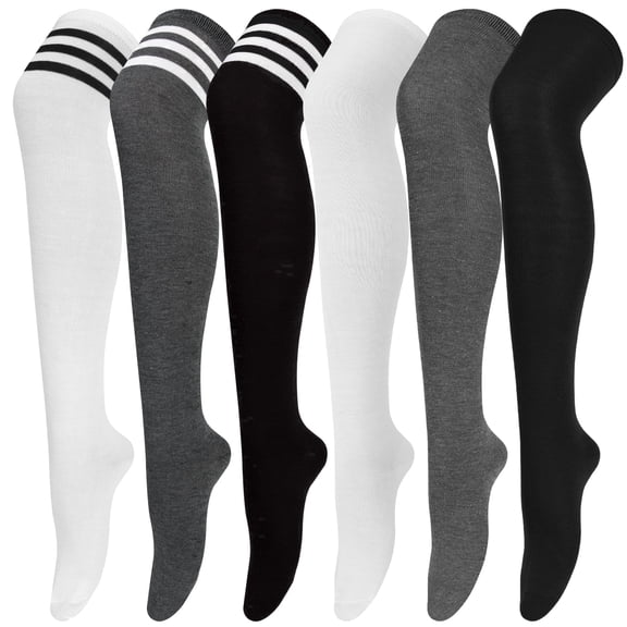 Loritta 6 Pairs Thigh High Stockings Womens Knee High Socks, Over the Knee Socks, Style D