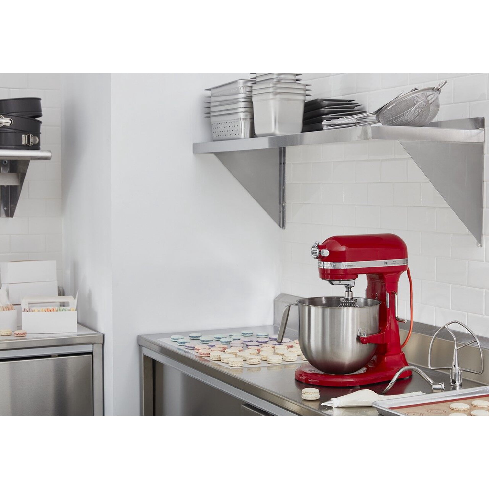 KitchenAid Commercial Series 8 qt Stand Mixer, Empire Red with Flat Beater, Dough Hook, Whip