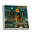 thumbnail image 1 of Charlotte, North Carolina, Retro Skyline (Absorbent Ceramic Coasters Set of 4 Matching Images, Cork Back, Kitchen Table Decor), 1 of 3