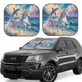 thumbnail image 2 of Uemuo Dolphin Rainbow Horse Printed 2 PCS Car Windshield Sun Shade, Auto Sun Heat and UV Rays Blocker, Foldable Automotive Front Window Sunshade Protector, 2 of 7