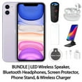 thumbnail image 1 of Restored Apple iPhone 11 64GB Purple Fully Unlocked Bundle: LED Wireless Speaker, Bluetooth Headphones, Screen Protector, Wireless Charger, & Phone Stand (Refurbished), 1 of 9