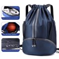 thumbnail image 2 of Bolsa de baloncesto, bolsa de natación separada para artículos secos y húmedos, paquete de bolsillo, mochila con cordón, bolsa de baloncesto para hombres, bolsa para pelotas, mochila escolar portátil, 2 of 4