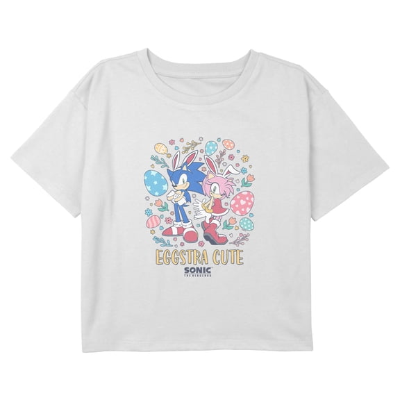 Girls Sonic the Hedgehog Eggstra Cute Sonic And Amy Rose T Shirt