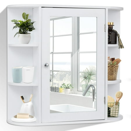 Costway Multipurpose Wall Surface Bathroom Storage Medicine Cabinet With Mirror