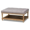 thumbnail image 2 of Bowery Hill Gray Linen Upholstered Graywashed Wood Cocktail Ottoman, 2 of 9