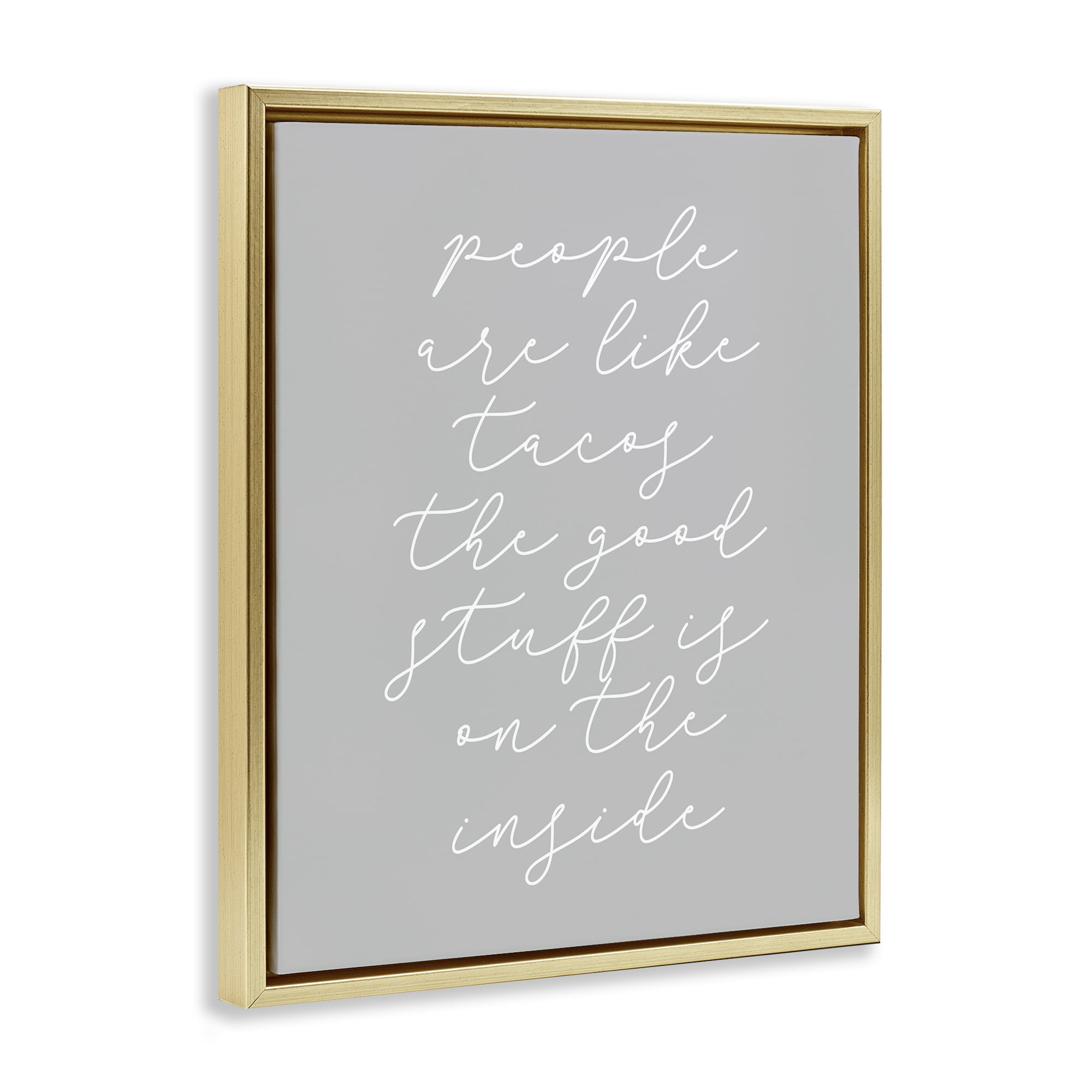 Stupell Industries People Like Tacos Text & Numbers Painting Gold Floater Framed Canvas Art Print Wall Art, 25 x 31