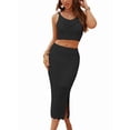 thumbnail image 2 of Women'S 2 Piece Outfits Top with Slit Bodycon Long Skirt Clothing Set, 2 of 7