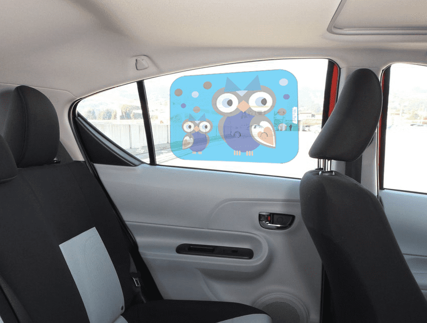 2 Who-Rae Collapsible Car Side Twist Window Shades Pink Panda Universal Fit 
