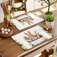 thumbnail image 2 of Easter Bunny Placemats Set of 2, Watercolor Cartoon Rabbit Purple Red Egg Tulip Floral Leaf Heat Insulated Linen Place Mats, Washable Stain-Proof Table Mats for Dining Table Holiday Decor 13x19 Inch, 2 of 9