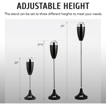 Adjustable Floor Standing Ash Tray, Smokeless Outdoor Ashtray with Lid, Steel Windproof Stand in 20", 27.5", 35" Heights, Black & Red