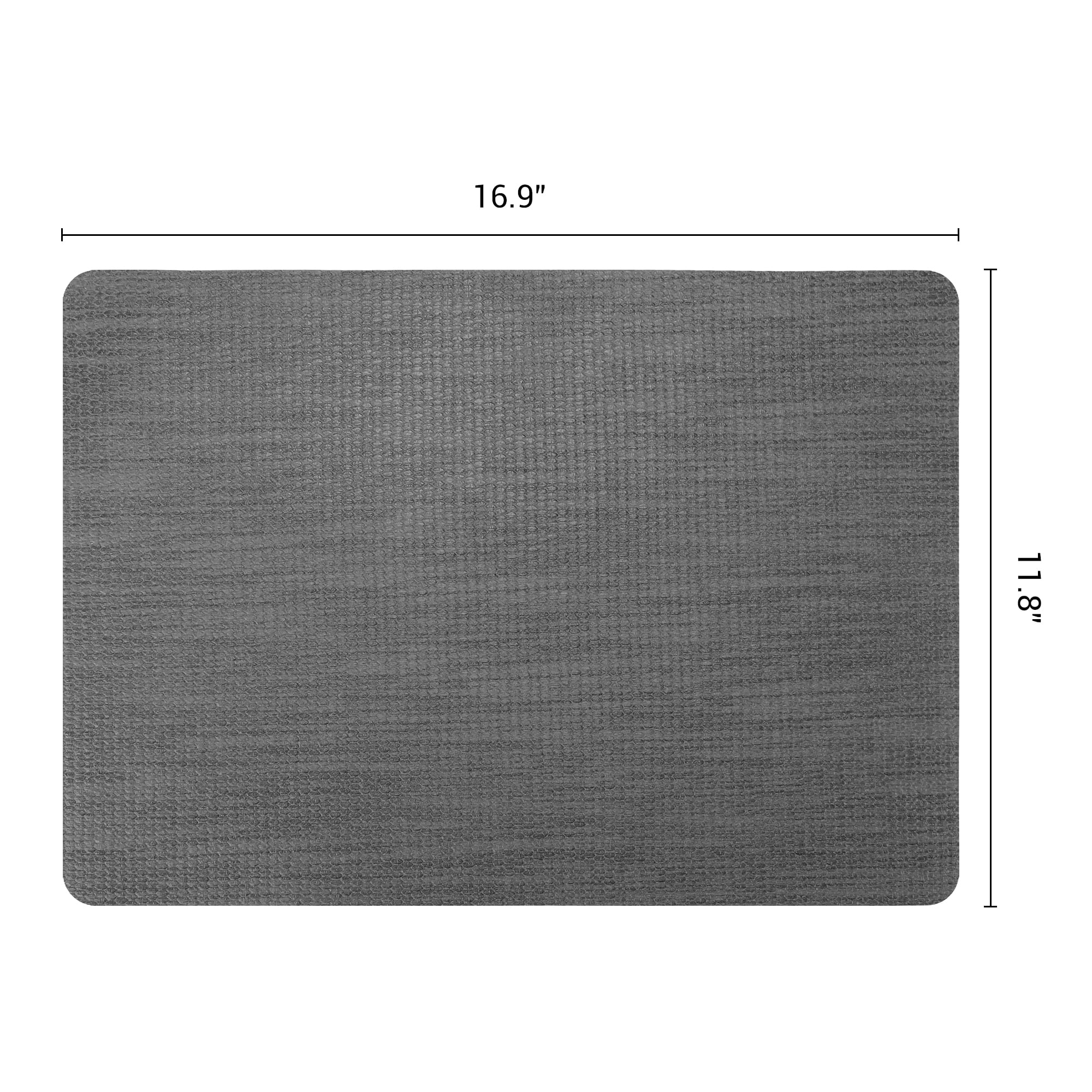 Unique Bargains 6pcs Faux Leather Table Mats for Kitchen Dark Gray 16.9"x11.8"