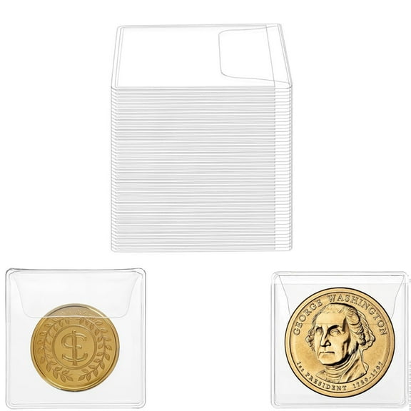 Clear Plastic Coin Holders,TGY Currency Bill Holders,Clear Plastic Individual Sleeves Sleeves,50Pack Coin Currency Bills Protector,2.2 x 2 Inch