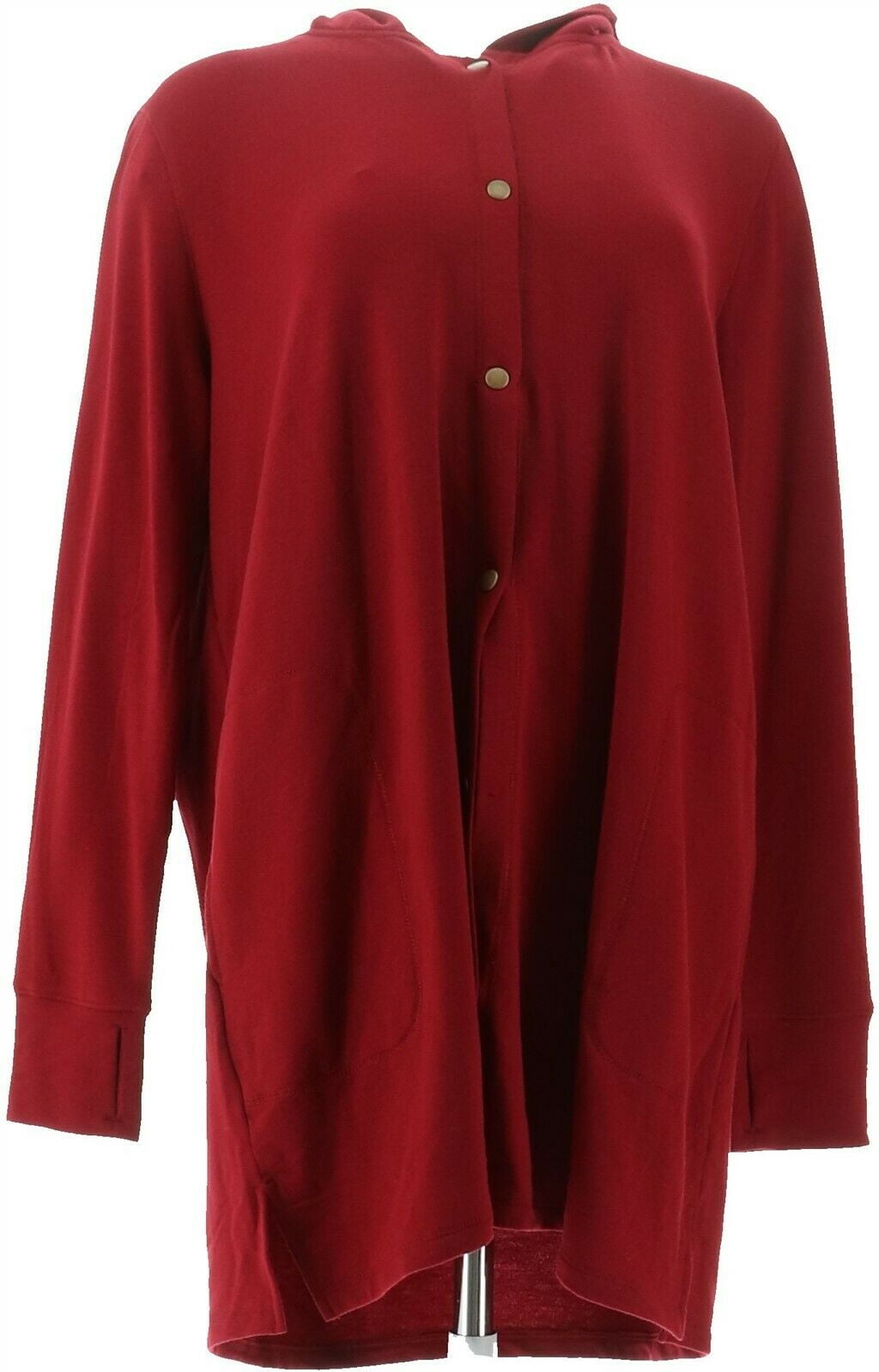 cuddl duds comfortwear snap front hooded cardigan