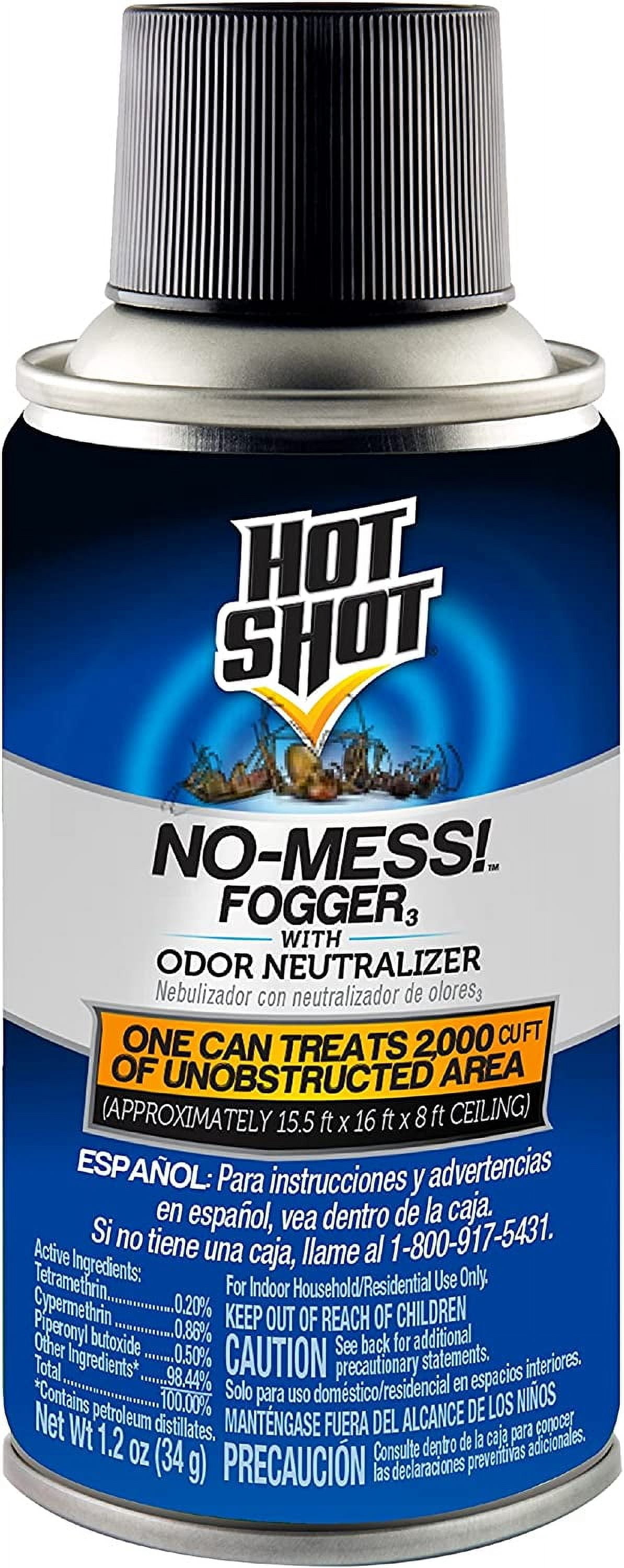 Hot Shot No Mess Fogger With Odor Neutralizer, Kills Roaches, Ants, Spiders & Fleas, Controls Heavy Infestations, 3 Count, 1.2 Ounce