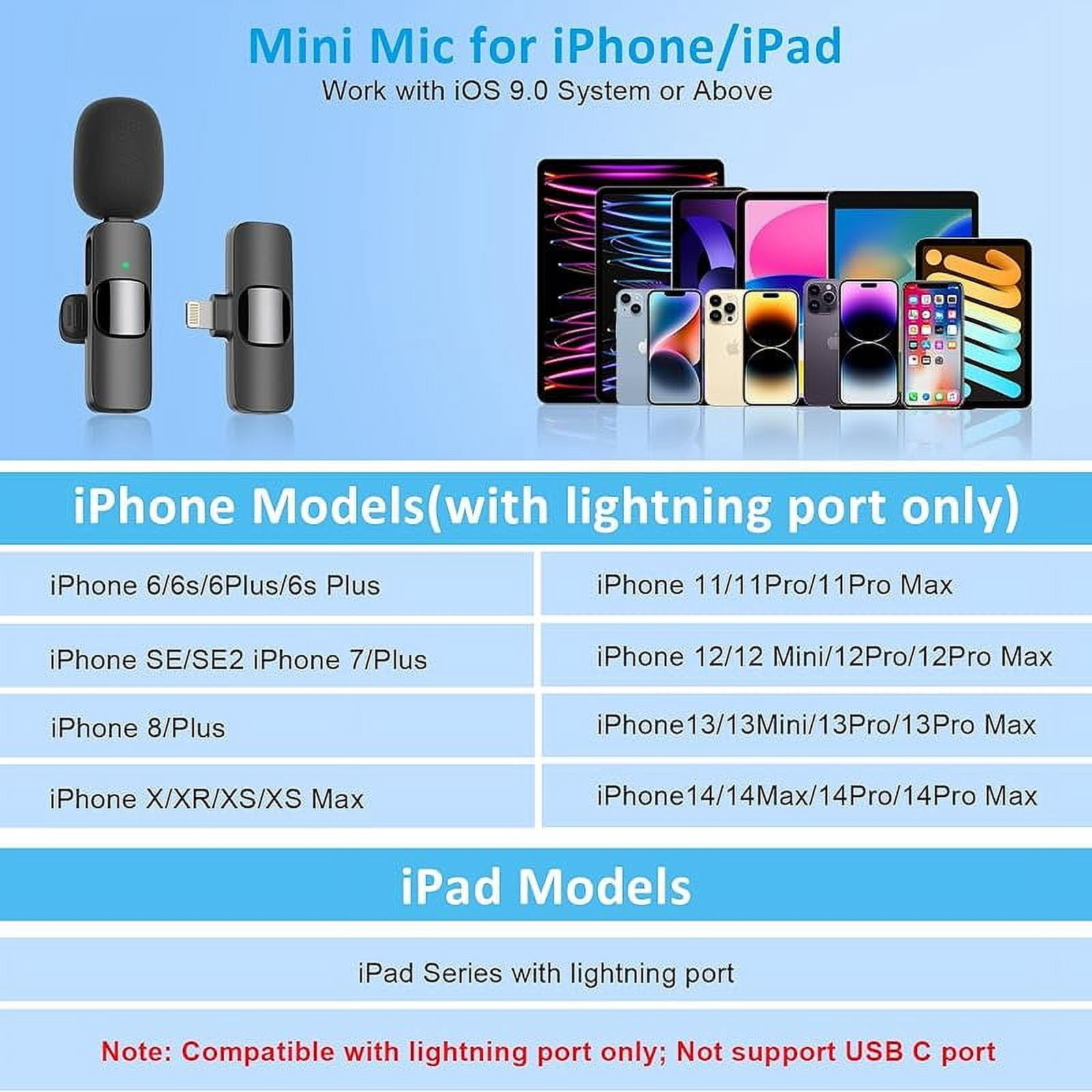 BMHNOONE Professional Wireless Tie Lapel Microphone for iPhone, iPad-Cordless Omnidirectional Condenser Recording Microphone for Interview Video Podcasting Vlog YouTube