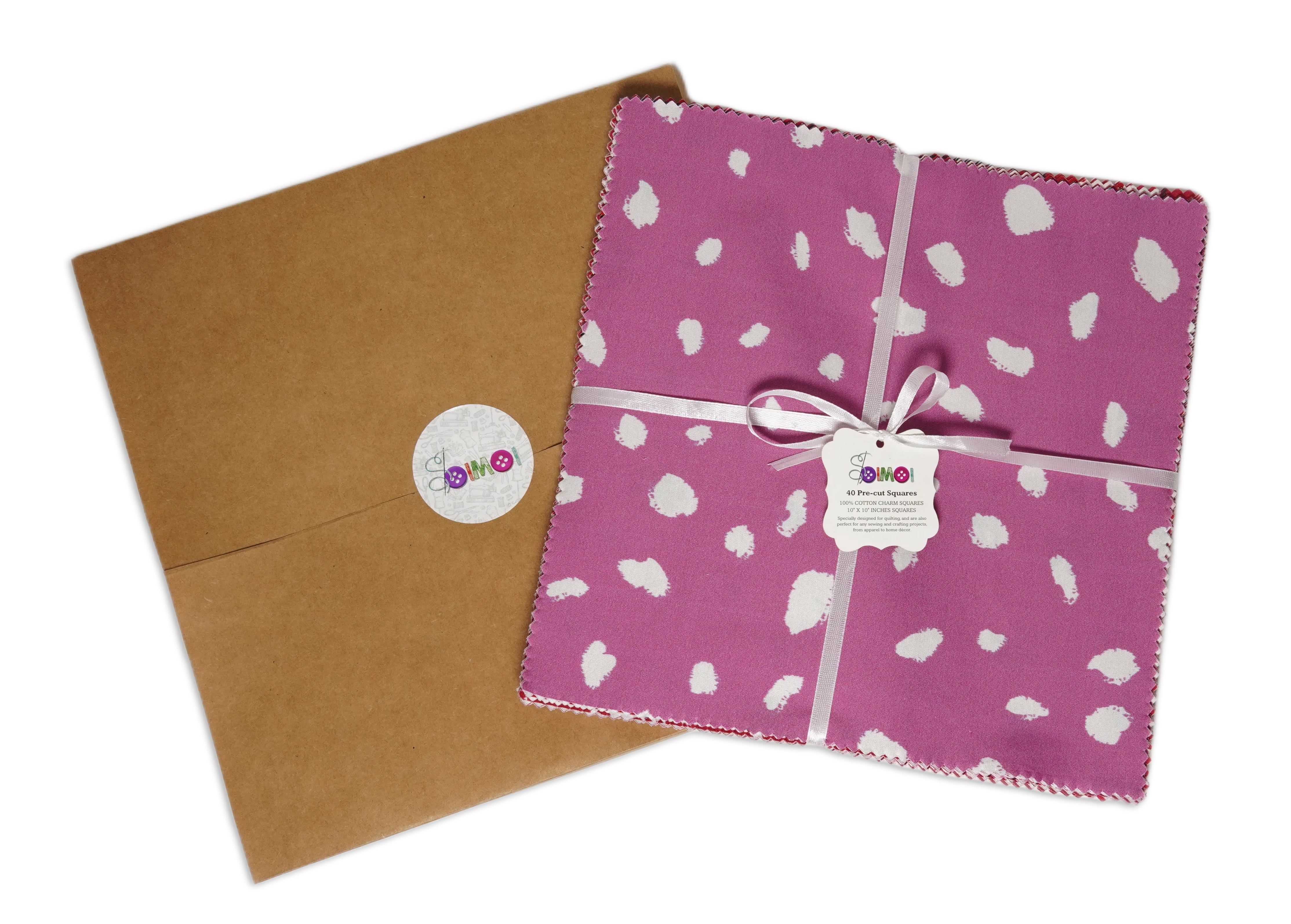 Soimoi Precut 10-inch Floral & Check Prints Cotton Fabric Bundle Quilting Squares Charm Pack DIY Patchwork Sewing Craft