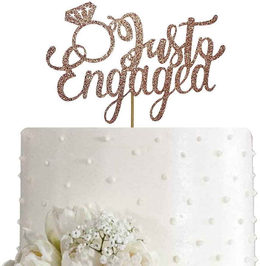 Gold Glitter Were Engaged Cake Toppers Just Engaged Cake Topper for Engagement Party Decorations